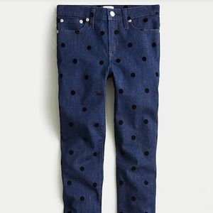 J. Crew | 9" high-rise toothpick jean with velvet dots (Size 27)